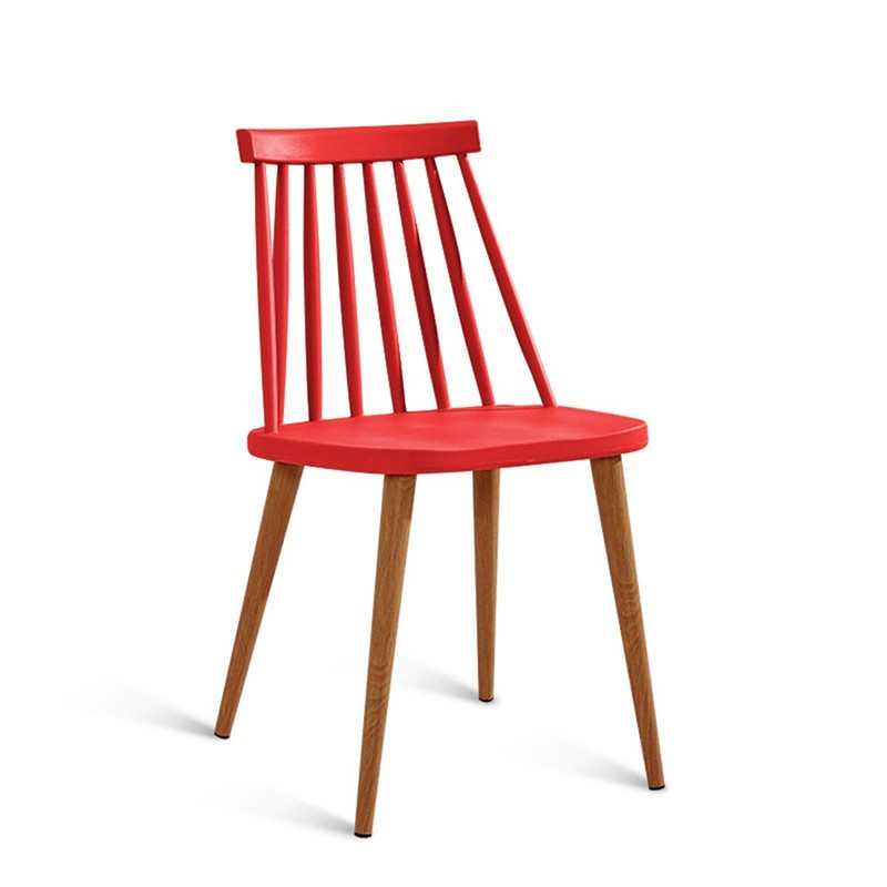 Windsor chair dining kitchen cafe red pp seat metal leg