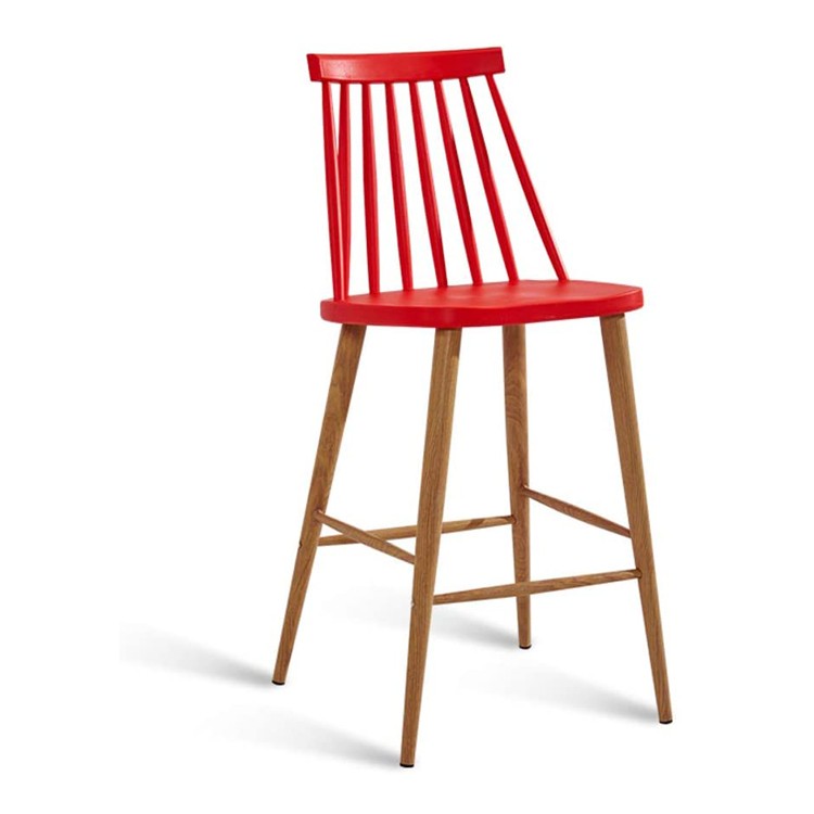 Windsor bar stool red polypropylene backrest metal leg