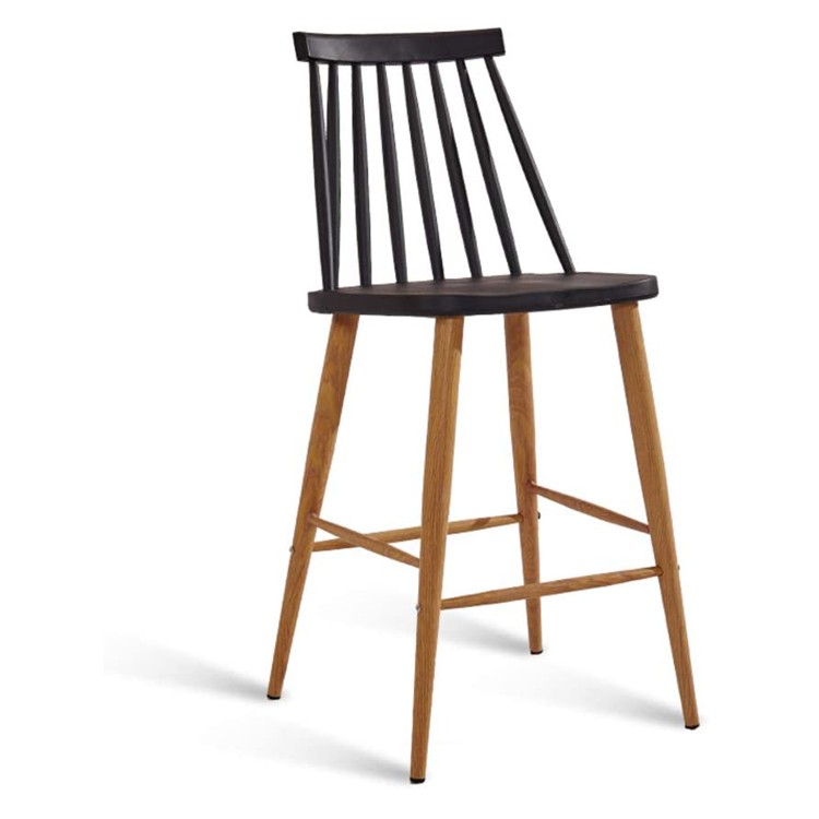 Windsor bar stool black polypropylene backrest metal leg