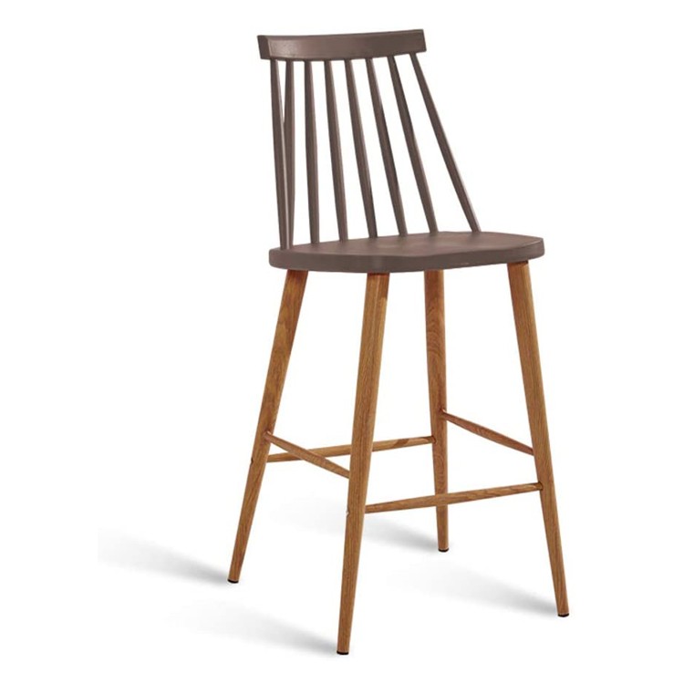 Windsor bar stool gray polypropylene backrest metal leg