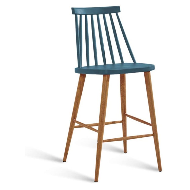 Windsor bar stool dark blue polypropylene backrest metal leg
