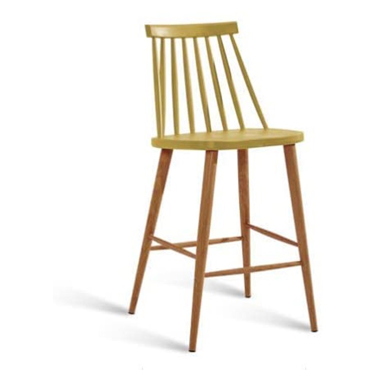 Windsor bar stool yellow polypropylene backrest metal leg