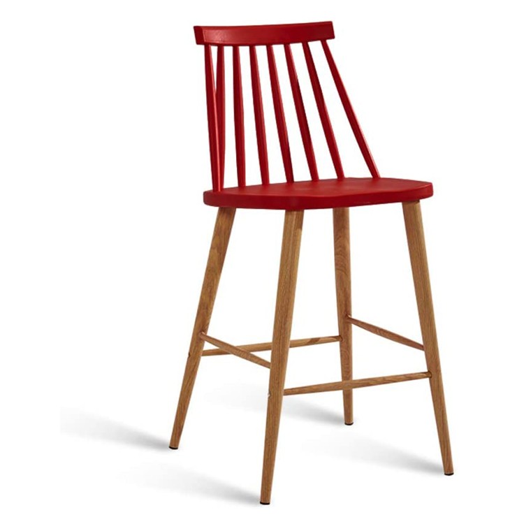 Windsor bar stool Burgundy polypropylene backrest metal leg