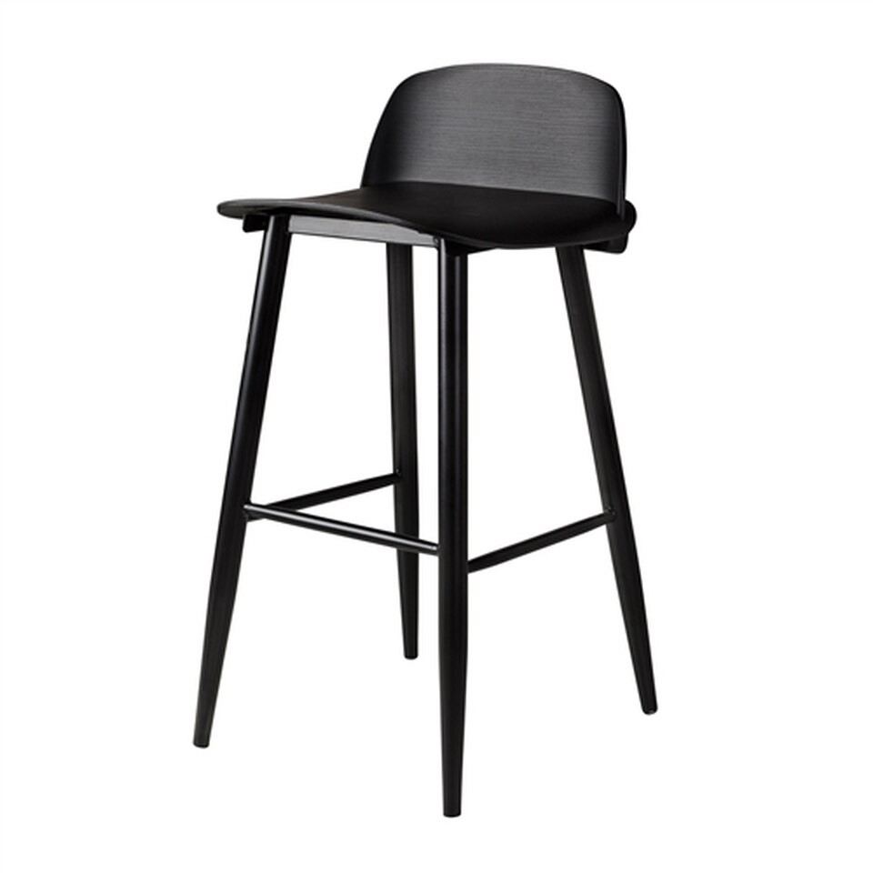 Nerd bar stool black comfortable backrest and footrest