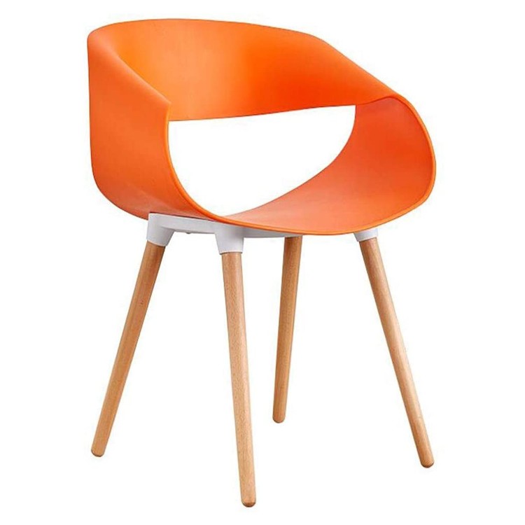 Polypropylene Armchair Orange Leisure Cafe Dining Living Room Wood Legs