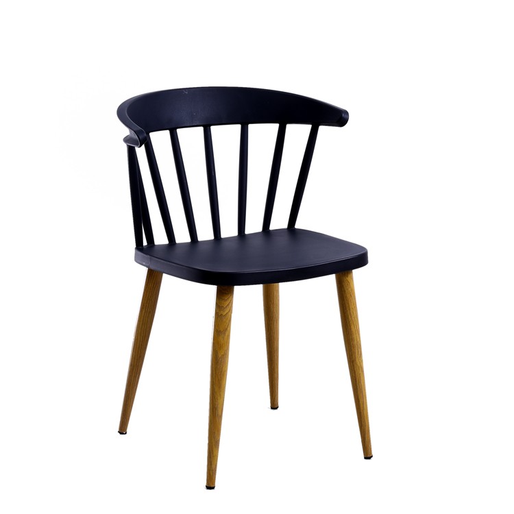 Windsor chair metal leg black polypropylene seat dining cafe