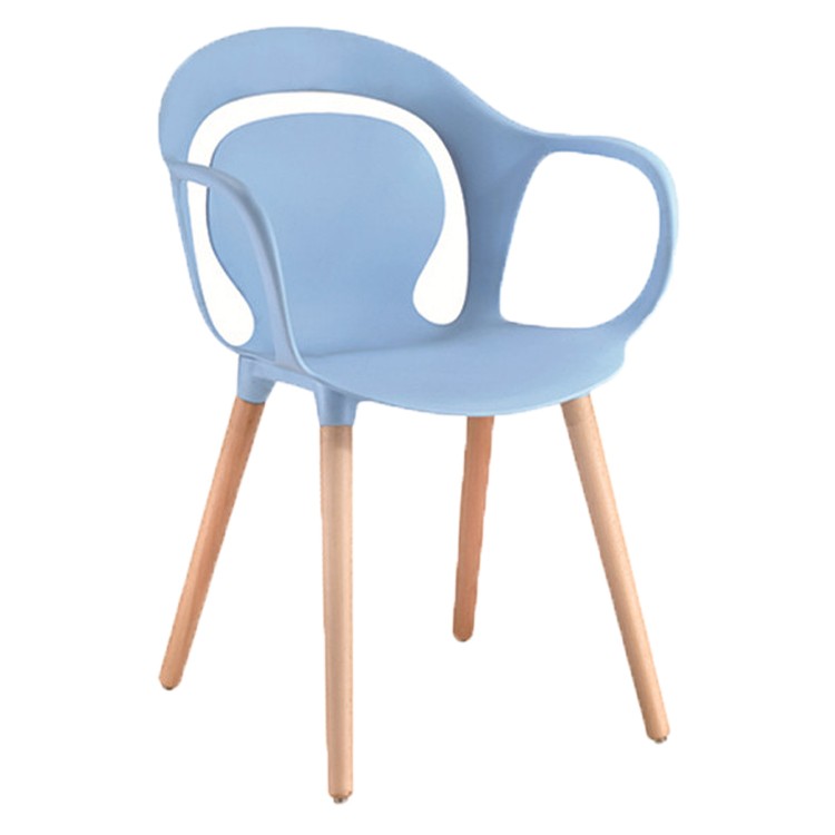 PP armchair wood leg comfortable cafe leisure dining chair light blue