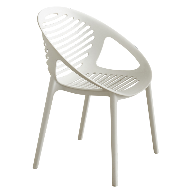 PP Chair armrest white stackable leisure outdoor garden dining cafe