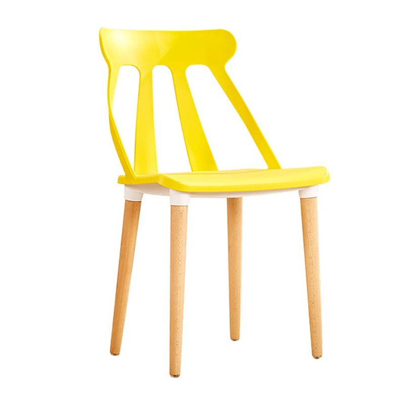 Polypropylene dining cafe chair yellow wood legs