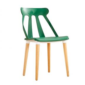 Polypropylene dining cafe chair green wood legs
