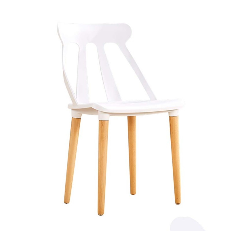 Polypropylene dining cafe chair white wood legs