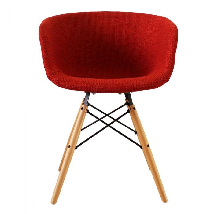 Vogue Armchair Natural Legs Red Fabric Covered