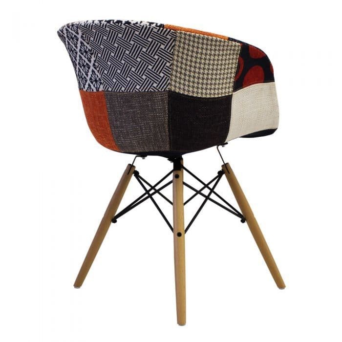 Vogue Armchair Natural Legs Patchwork Fabric Covered