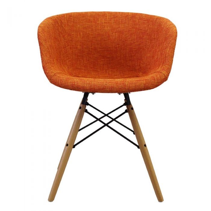 Vogue Armchair Natural Legs Orange Fabric Covered
