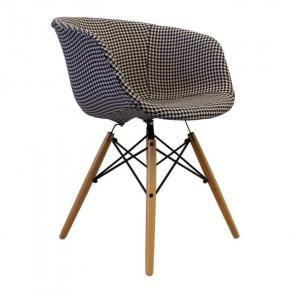 Vogue Armchair Natural Legs Houndstooth Fabric