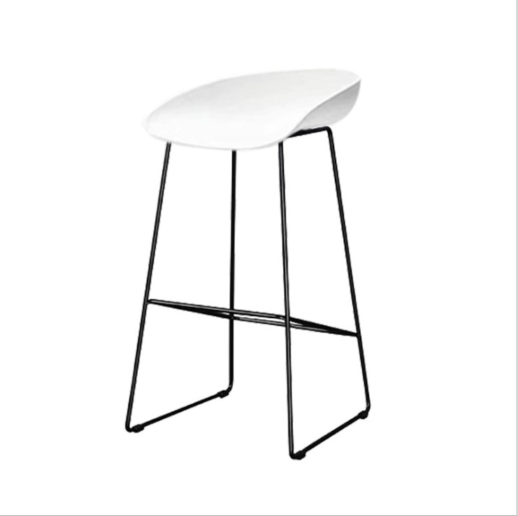 AAS 38 High barstool black steel base and white pp seat