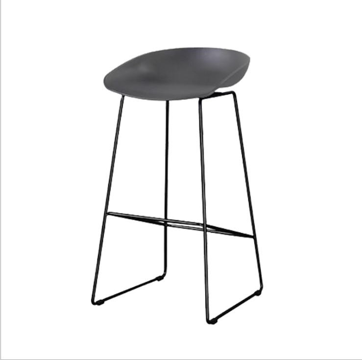AAS 38 High barstool black steel base and gray pp seat
