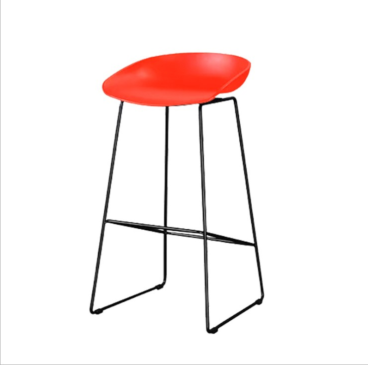 AAS 38 High barstool black steel base and red pp seat