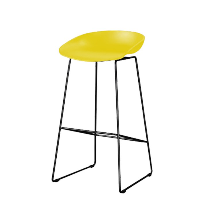 AAS 38 High barstool black steel base and yellow pp seat