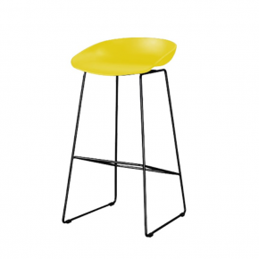 AAS 38 High barstool black steel base and yellow pp seat