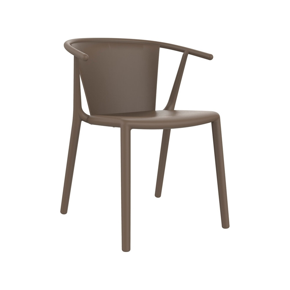 Steely outdoor chair in dark brown polypropylene and glass fiber available in various finishes and stackable