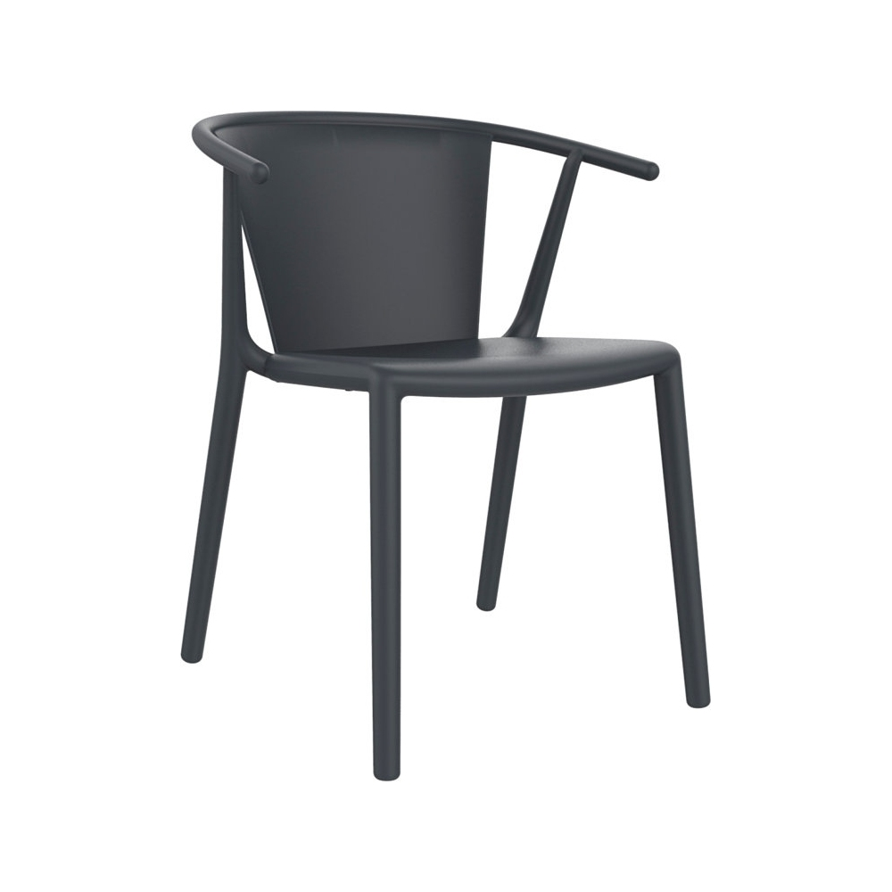 Steely outdoor chair in black polypropylene and glass fiber available in various finishes and stackable