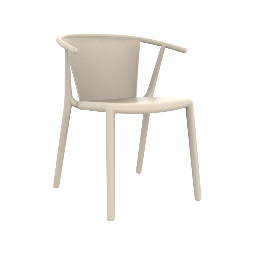 Steely outdoor chair in beige polypropylene and glass fiber available in various finishes and stackable