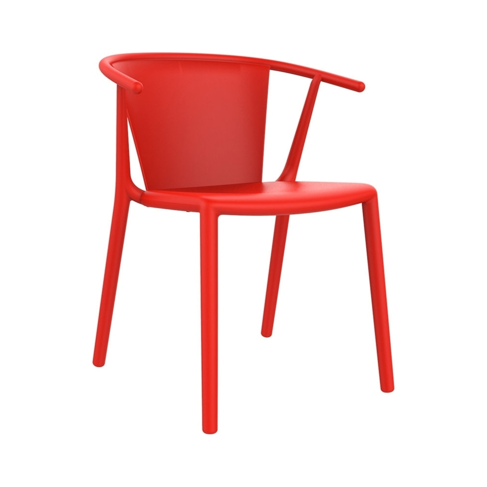 Steely outdoor chair in red polypropylene and glass fiber available in various finishes and stackable