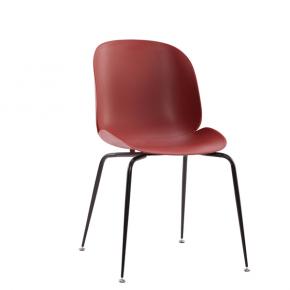 Beetle Chair Dining Cafe Leisure Burgundy Polypropylene Seat Black Metal Legs