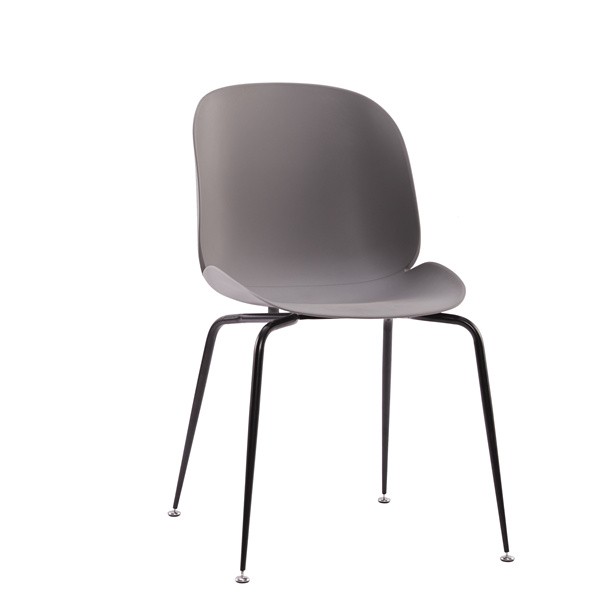 Beetle Chair Dining Cafe Leisure Gray Polypropylene Seat Black Metal Legs