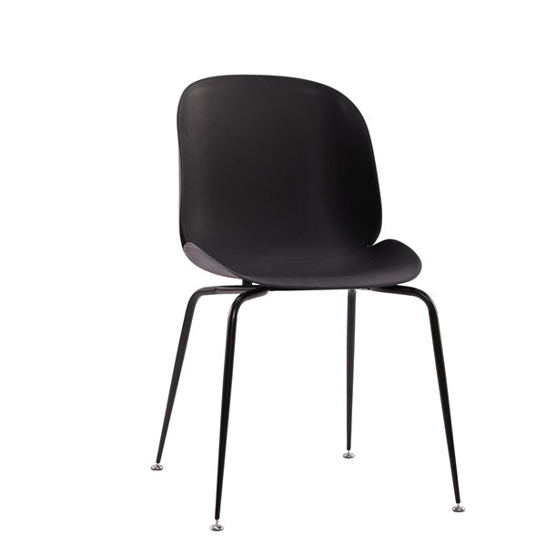 Beetle Chair Dining Cafe Leisure Black Polypropylene Seat Black Metal Legs