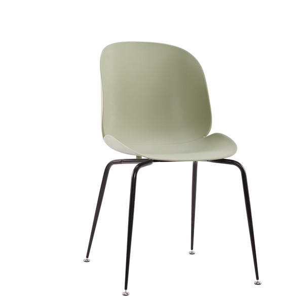 Beetle Chair Dining Cafe Leisure Matcha green Polypropylene Seat Black Metal Legs