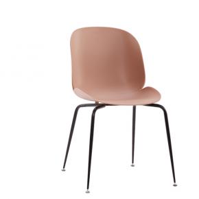 Beetle Chair Dining Cafe Leisure Pink Polypropylene Seat Black Metal Legs