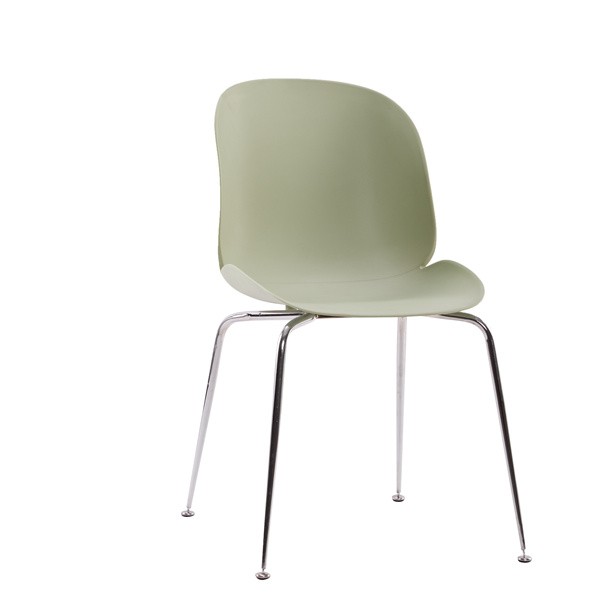 Beetle Chair Dining Cafe Leisure Matcha green Polypropylene Seat Chromed Metal Legs