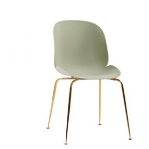 Beetle Chair Dining Cafe Leisure Matcha green Polypropylene Seat Golden Metal Legs