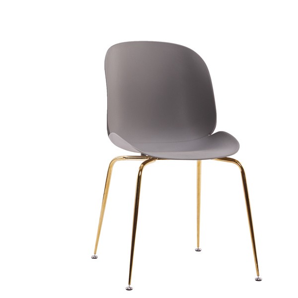 Beetle Chair Dining Cafe Leisure Gray Polypropylene Seat Golden Metal Legs