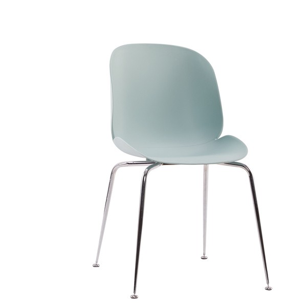 Beetle Chair Dining Cafe Leisure Light Blue Polypropylene Seat Chromed Metal Legs