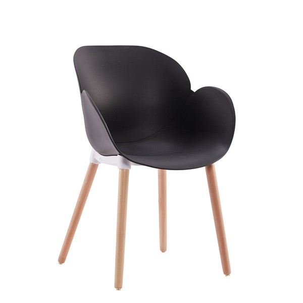 Polypropylene armchair black seat wood leg stylish durable leisure