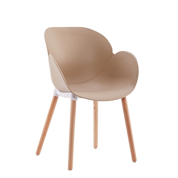 Polypropylene armchair beige seat wood leg stylish durable leisure
