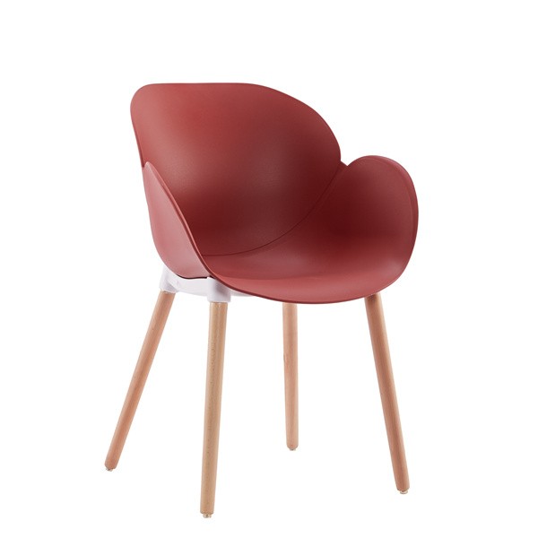 Polypropylene armchair Burgundy seat wood leg stylish durable leisure