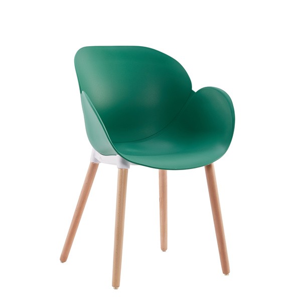 Polypropylene armchair Green seat wood leg stylish durable leisure