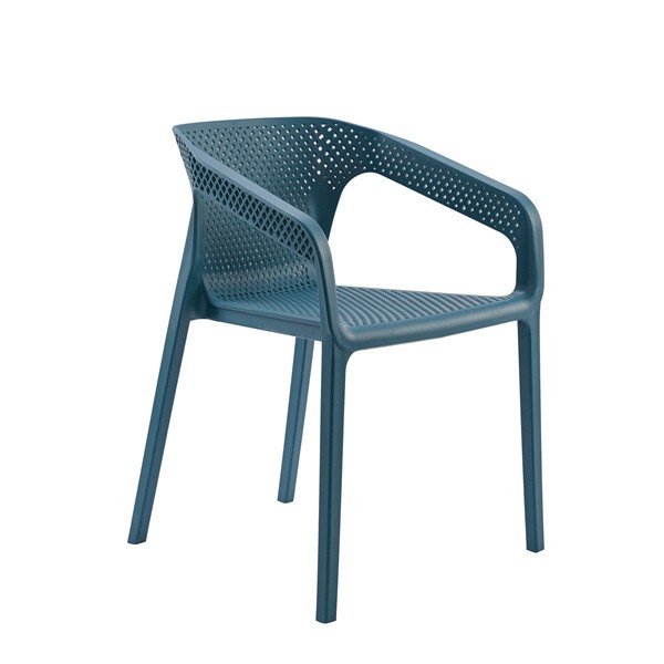 Stackable Outdoor Chair Armrest Dark Blue Polypropylene