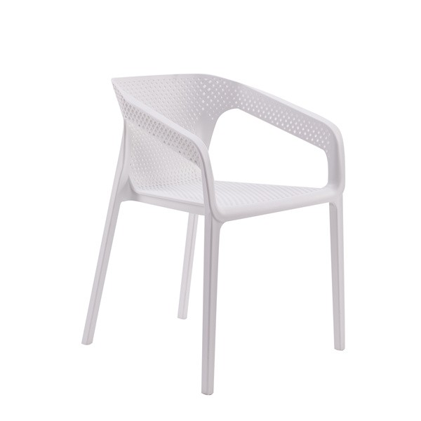 Stackable Outdoor Chair Armrest White Polypropylene