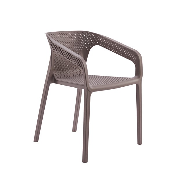 Stackable Outdoor Chair Armrest Brown Polypropylene