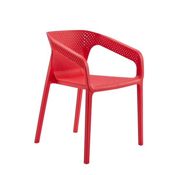 Stackable Outdoor Chair Armrest Red Polypropylene