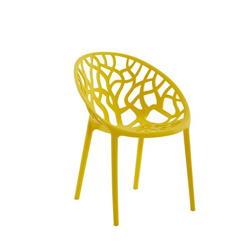 Polypropylene Chair Outdoor Garden Stackable Armrest Yellow