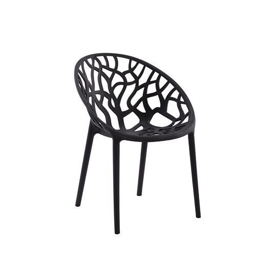 Polypropylene Chair Outdoor Garden Stackable Armrest Black