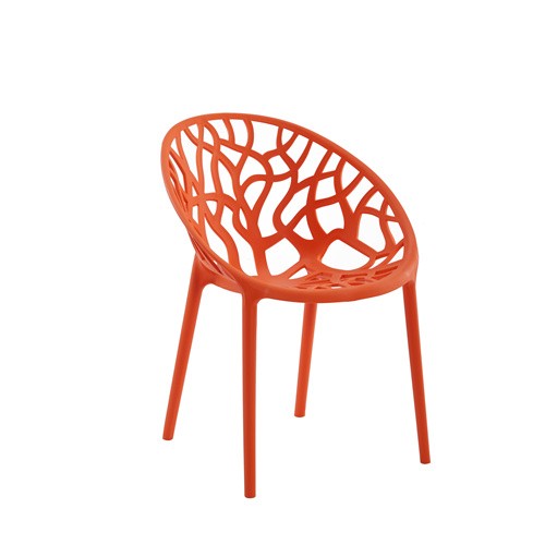Polypropylene Chair Outdoor Garden Stackable Armrest Orange