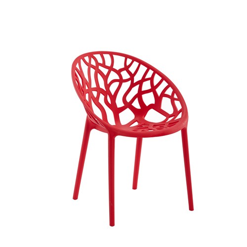 Polypropylene Chair Outdoor Garden Stackable Armrest Red