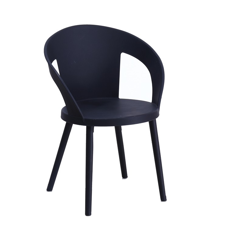 Dining Chair Comfortable and Durable Modern Style Black Plastic Restaurant Leisure Coffee Chair Assembly